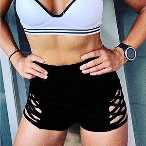 AURGELMIR WOMEN’S WORKOUT YOGA SHORTS HIGH WAIST TUMMY CONTROL CRISS CROSS